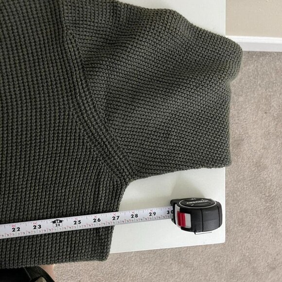 ashy green vintage 90s oversized essential basic vneck cotton knit sweater - Picture 6 of 8